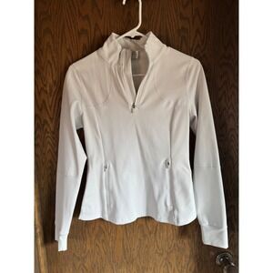 ZYIA Athletic Quarter Zip Pullover White Long Sleeve‎ Performance Top Women